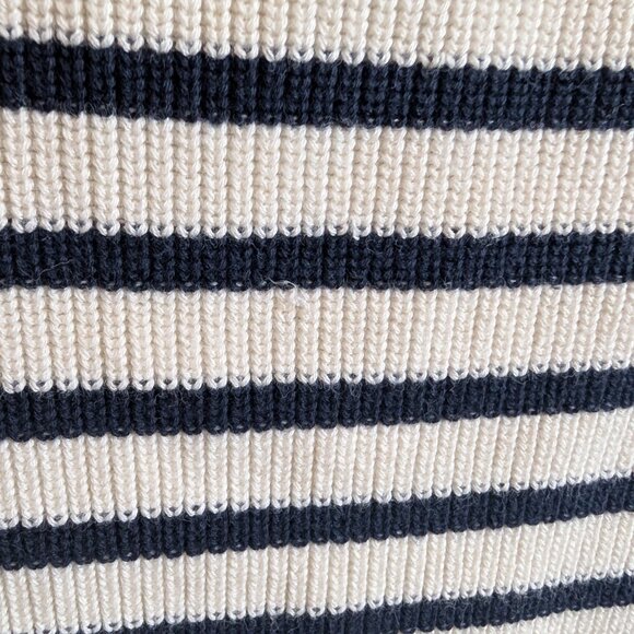 Talbots Pima Cotton Mariner Stripe Sweater XL Petite Nautical Gold Buttons - Picture 8 of 11
